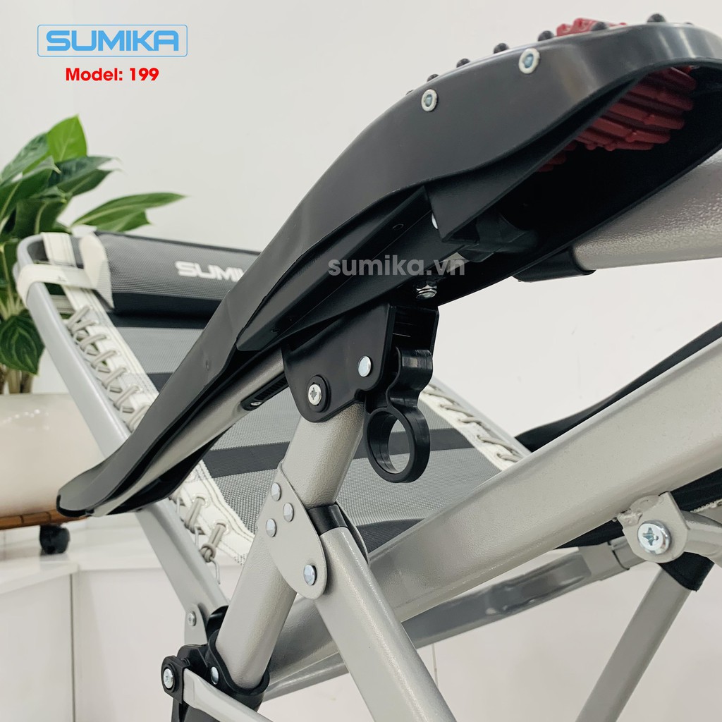 Ghế xếp thư giãn SUMIKA 199 - Mẫu mới nhất 2020, lăn tay massage, khung vuông cao cấp, tải trọng 300kg