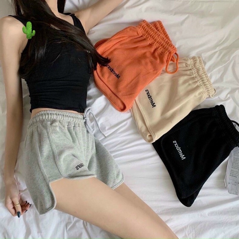 Quần short thêu chữ thun da cá mền mịn dày dặn