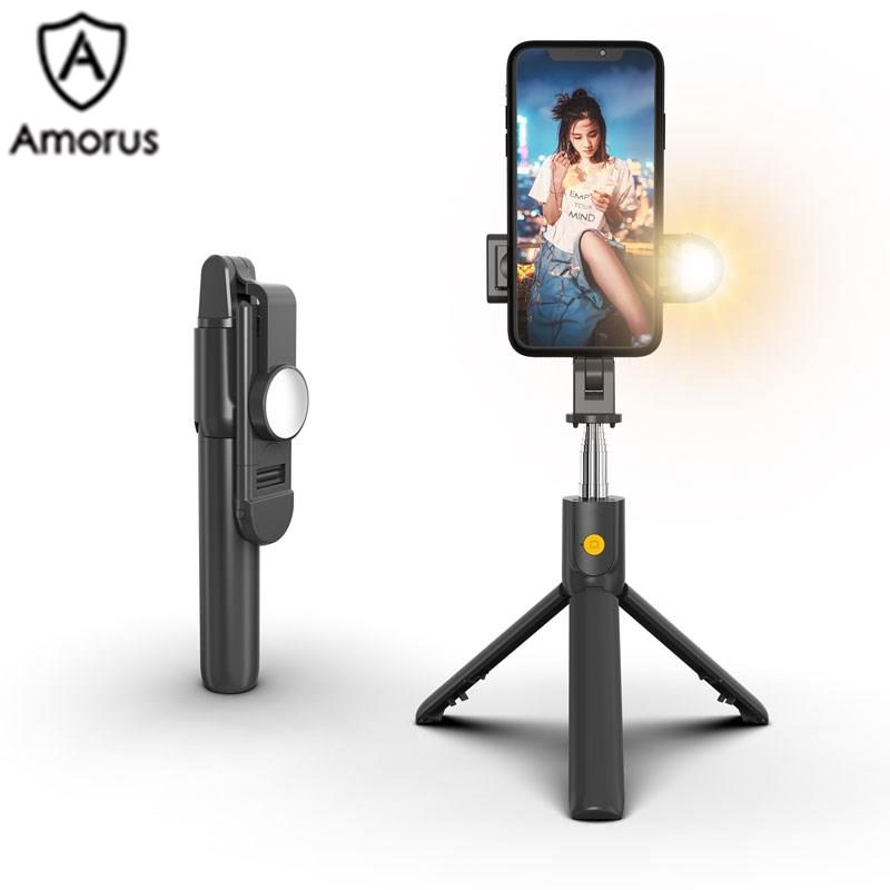 Gậy Ba Chân Amorus SELFIESHOW K10S Điều Khiển Từ Xa Cao Cấp Có Chức Năng Hẹn Giờ Và Đèn LED Thông Dụng Cho Điện Thoại