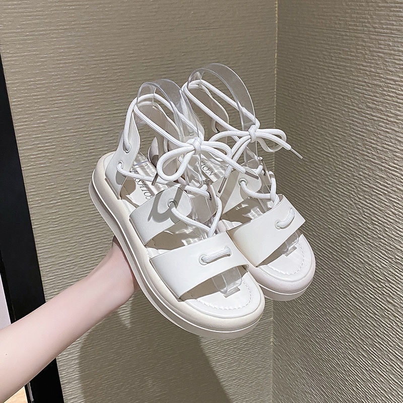 Giày Sandal Hở Ngón Cột Dây Thời Trang Mùa Hè Phong Cách Phương Tây Quyến Rũ Cho Nữ