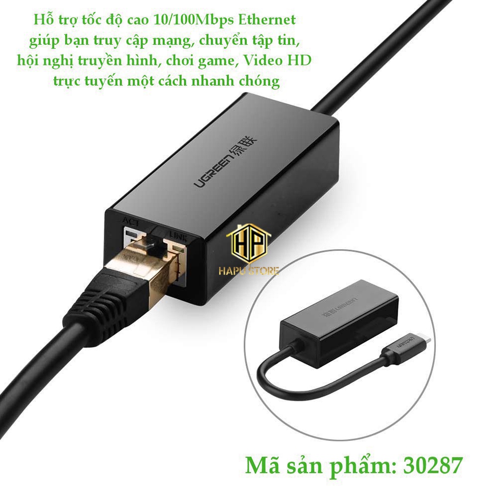 Cáp chuyển USB 3.1 Type C sang mạng Lan Ugreen 30287-50307 tốc độ cao - Hapustore