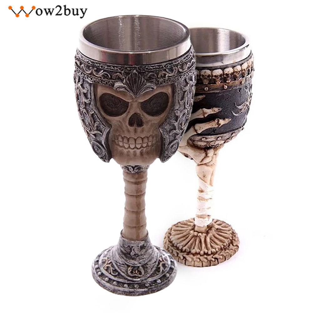 Ly Uống Rượu Vang Bằng Thép Không Gỉ Tạo Hình Đầu Lâu Sáng Tạo Dung Tích 200Ml