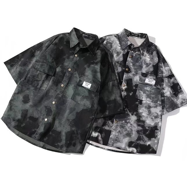 Áo Sơ Mi Tay Lửng Họa Tiết Rằn Ri Thời Trang Hàn Quốc Sành Điệu Cho Nam