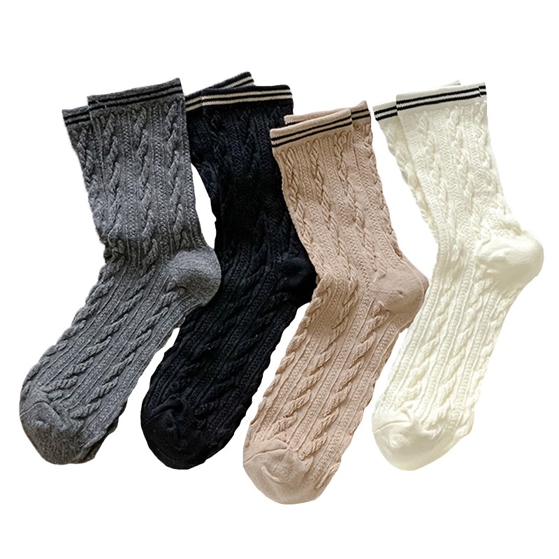 Vớ Cổ Trung Họa Tiết Kẻ Sọc Dễ Thương Phong Cách Hàn Quốc Thời Trang Cho Nữ