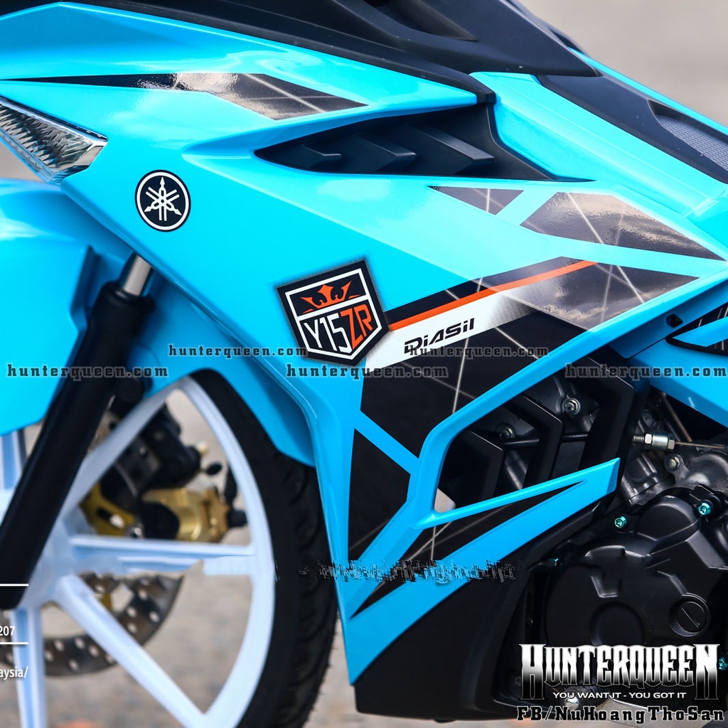 Tem rời cao cấp Y15ZR 2022. Decal dán xe Ex150 đen xanh. Chống nước, bền màu, kích thước chuẩn
