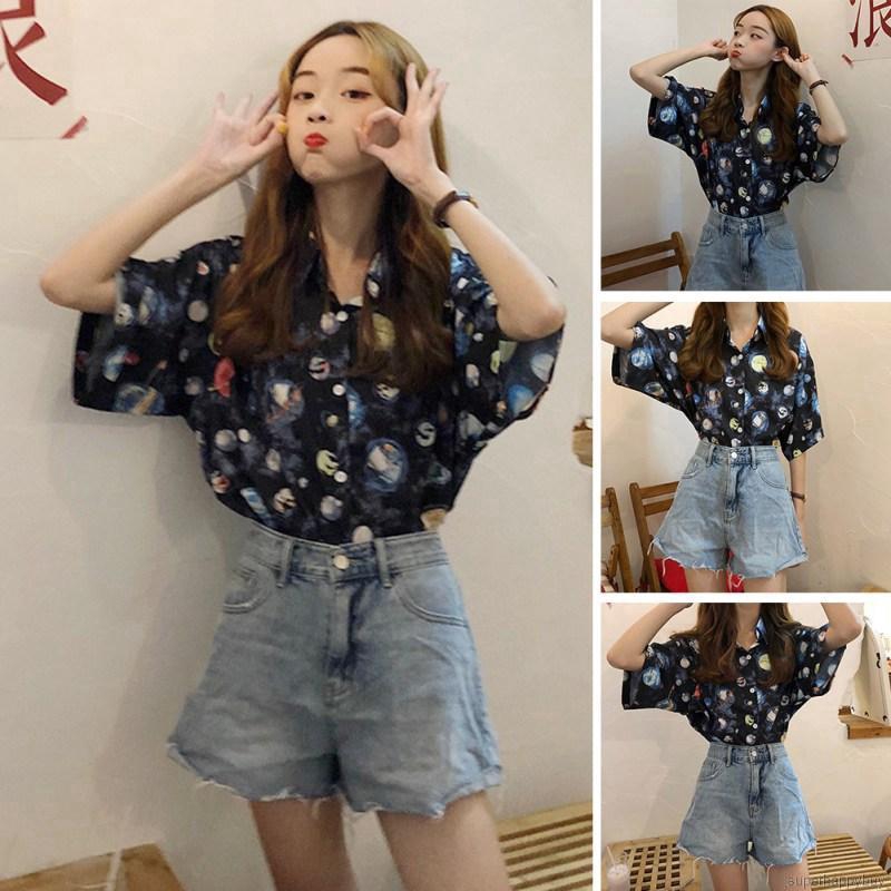 Áo sơ mi tay ngắn hoạ tiết dải ngân hà thiết kế dáng rộng thoải mái | BigBuy360 - bigbuy360.vn