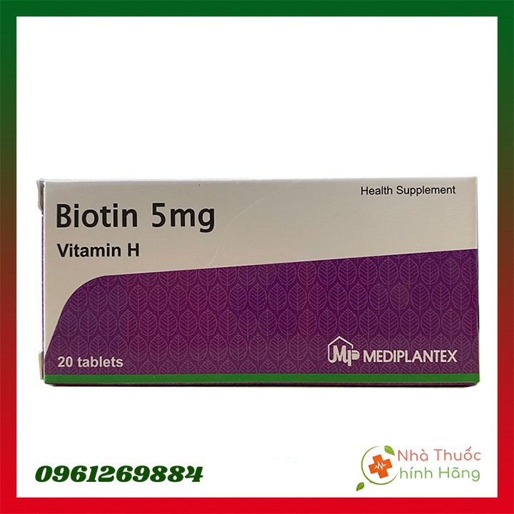 Biotin 5mg Viên Uống Mọc Tóc Hiệu Quả Hộp 20 Viên