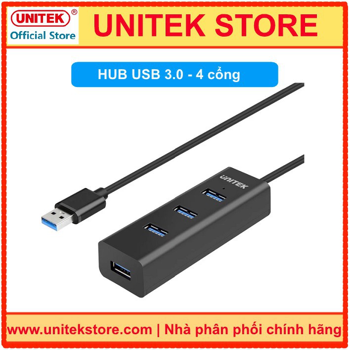 Hub USB ✨Free Ship✨ Hub Chia USB 4 Cổng Chuẩn 3.0 UNITEK Y-3089-Hỗ trợ truyền data đến 5Gbps