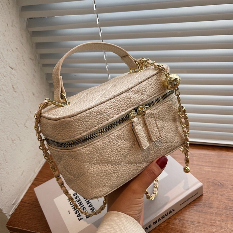 Túi Đeo Vai Hình Vuông Cỡ Nhỏ Họa Tiết Hình Thoi Phối Dây Xích Thời Trang Cho Nữ