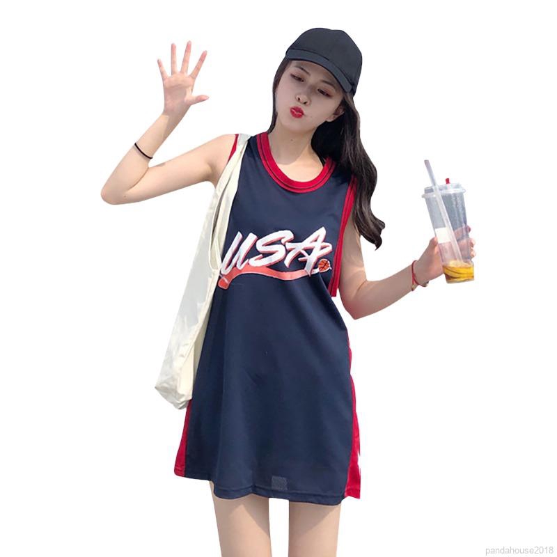 Women Dress Korean Star Letter Print Women Long T-shirt Casual Loose Sports Plus Size Round Neck | BigBuy360 - bigbuy360.vn