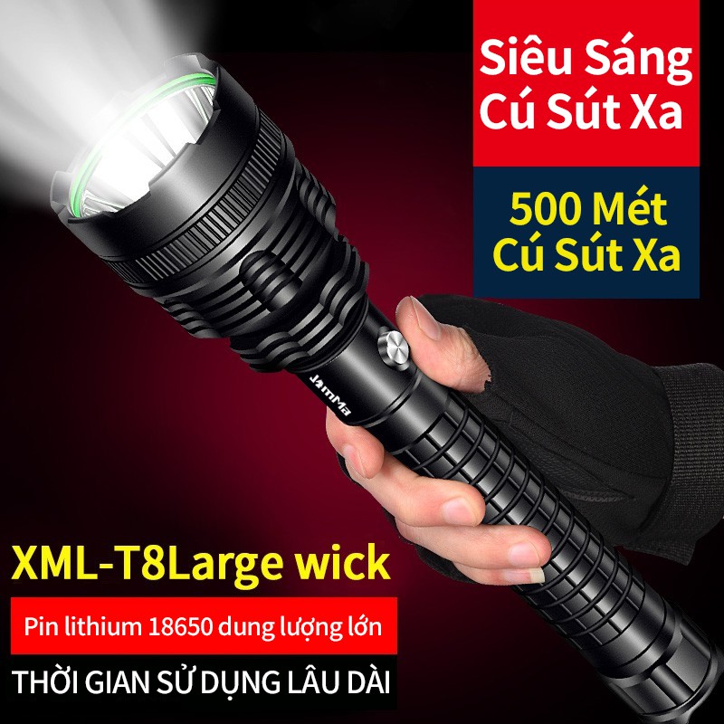 Đèn pin siêu sáng XML T8 chống thấm nước có thể sạc lại ba chế độ