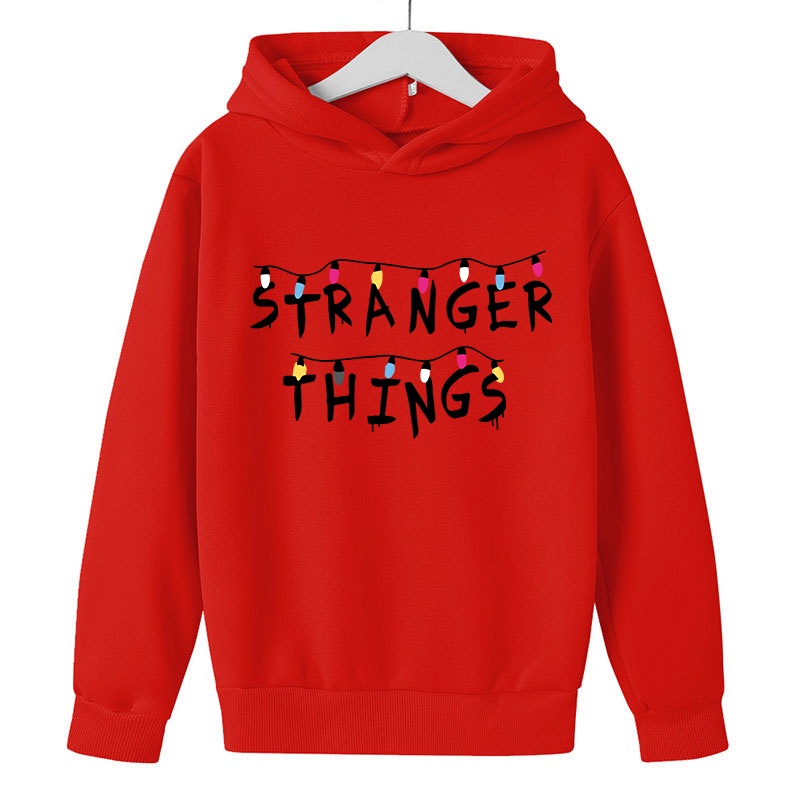 Áo Hoodies Có Nón Dài Tay In Nhân Vật Hoạt Hình Stranger Things Cho Bé