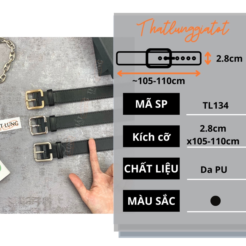 Thắt lưng nam nữ Ulzzang thời trang Hàn Quốc bản nhỏ 2.8cm TL134 (Hỗ trợ bấm, cắt dây nịt) - Thắt Lưng Giá Tốt