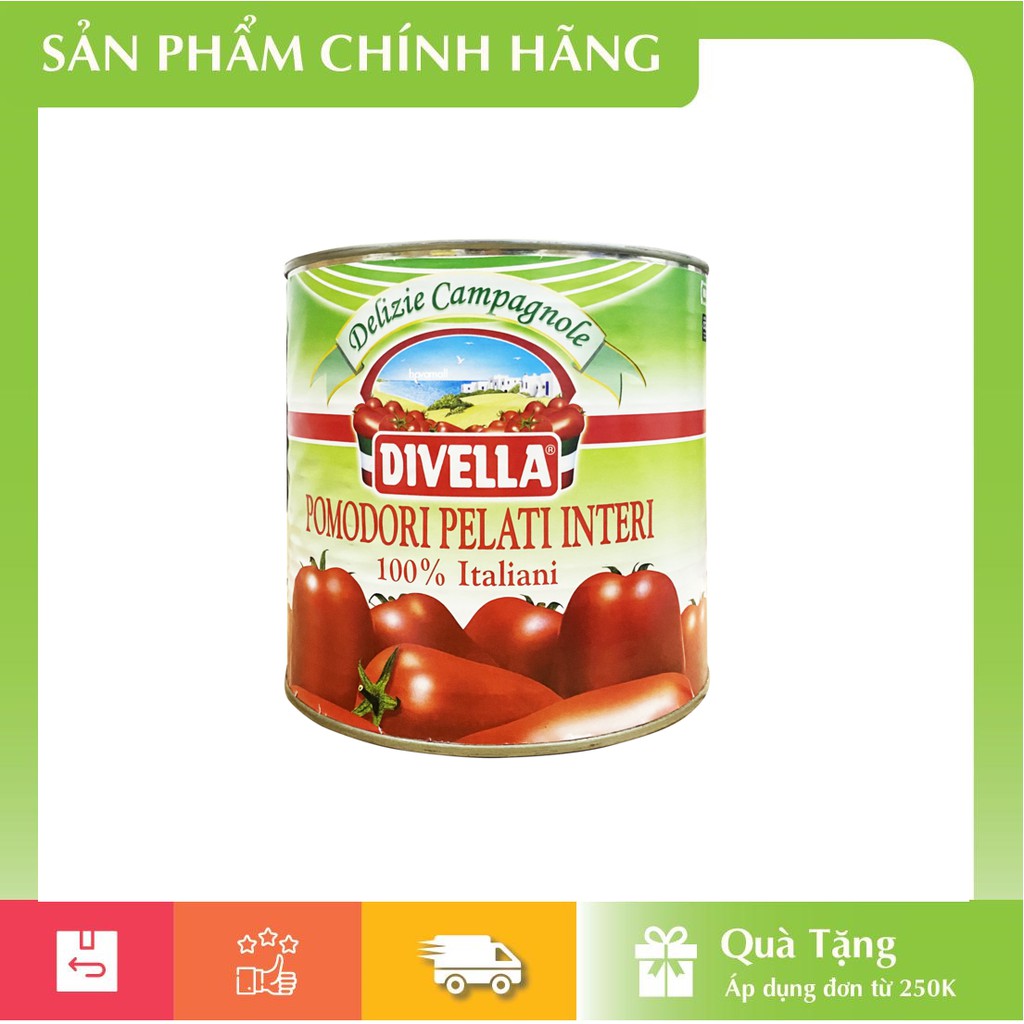 [HÀNG CHÍNH HÃNG] Cà Chua Bóc Vỏ Nguyên Trái Divella 2500gr