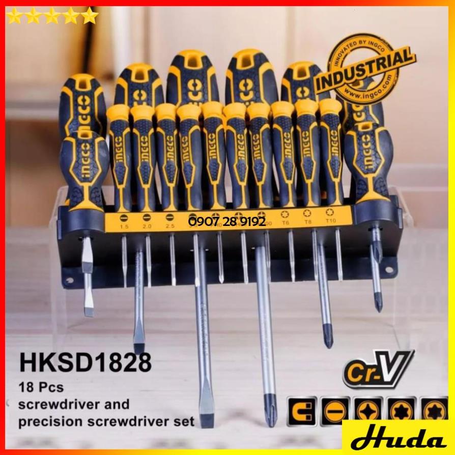 Bộ 18 tua vít dẹp và bake Total Ingco Bộ tuốc nơ vít chất liệu CR-V chịu nhiệt 1234
