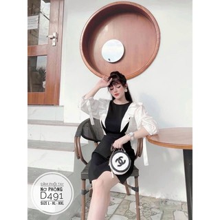 bigsize Đầm phối tay nơ phồng D491