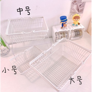 Giỏ sắt đựng đồ phụ kiện trang trí màu trắng 3 kích cỡ