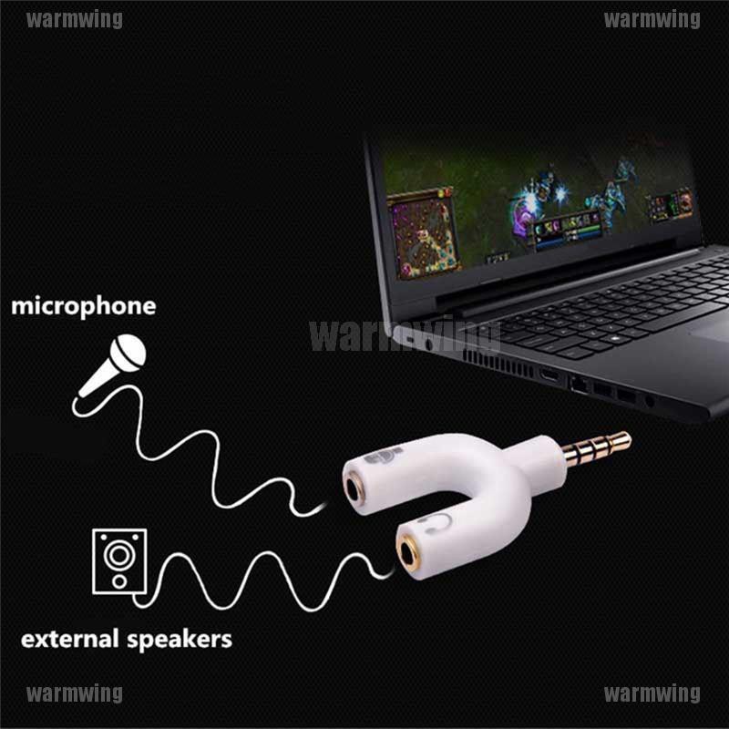 Jack chữ U chia cổng tai nghe và micro 3.5mm cho điện thoại, laptop