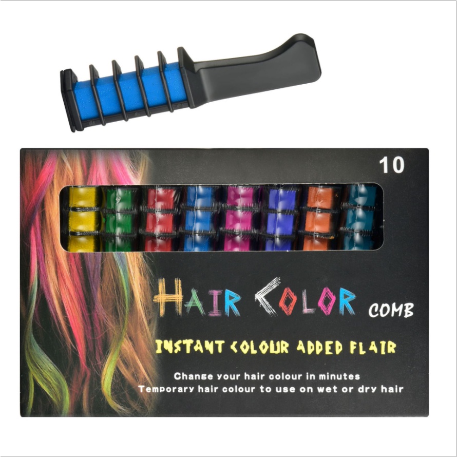 Set 10 Lược Nhuộm Tóc Đổi Mầu Tóc Tạm Thời Nhiều Mầu Thời Trang