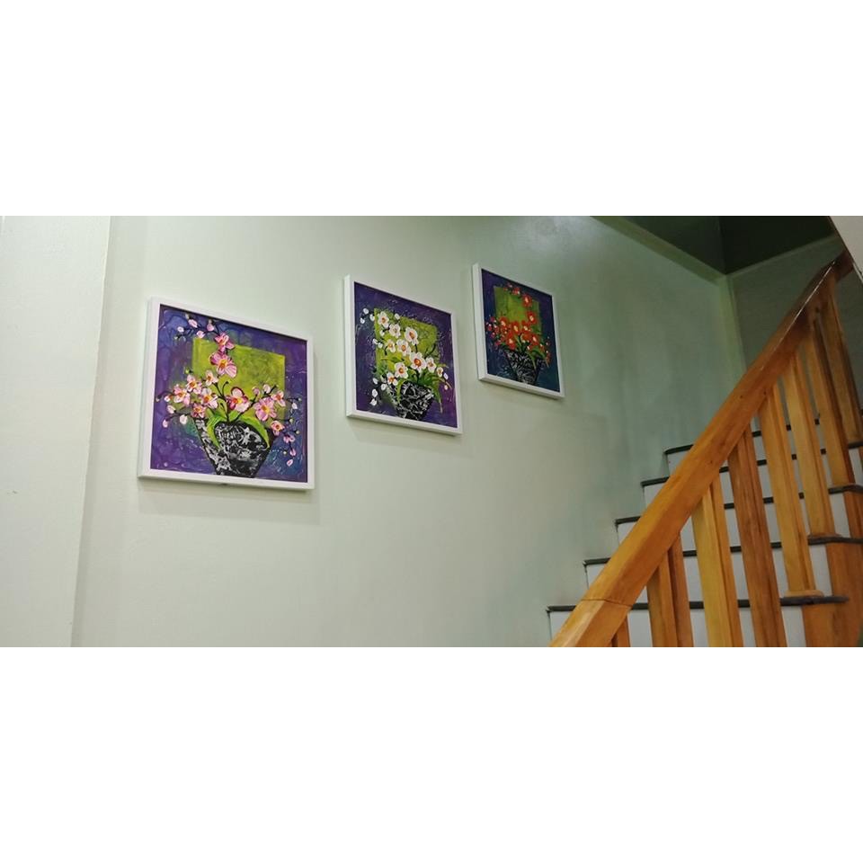 Combo 3 bức tranh sơn dầu(45x45cm gồm khung)
