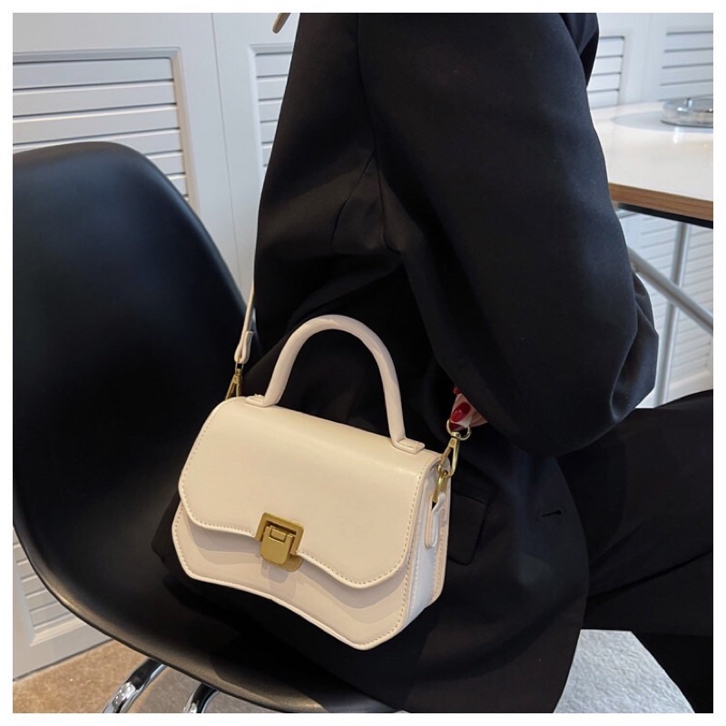 Túi xách tay khoá gập chất liệu da PU cao cấp