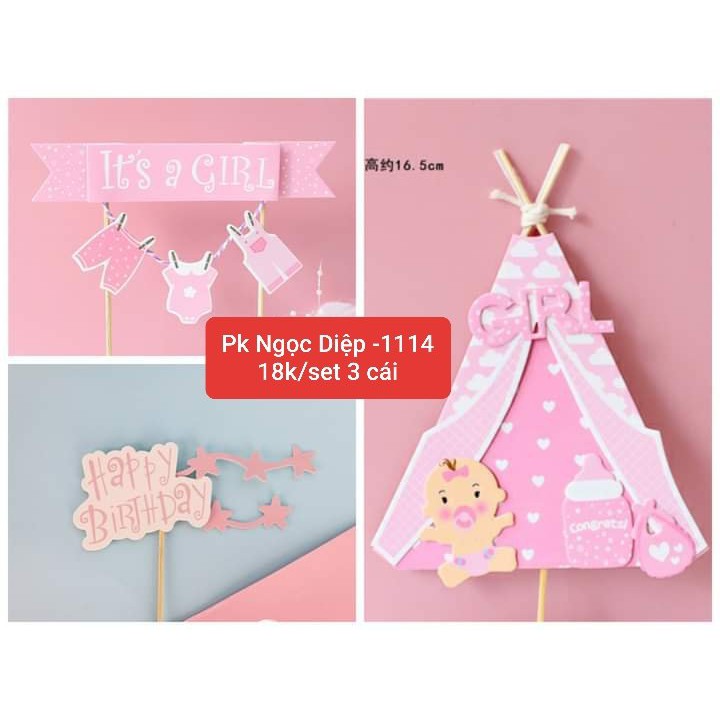 set lều giấy trang trí bánh