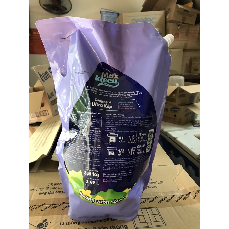 [Ảnh thật] Nước giặt xả MaxKleen hương vườn sớm mai túi 3.8kg