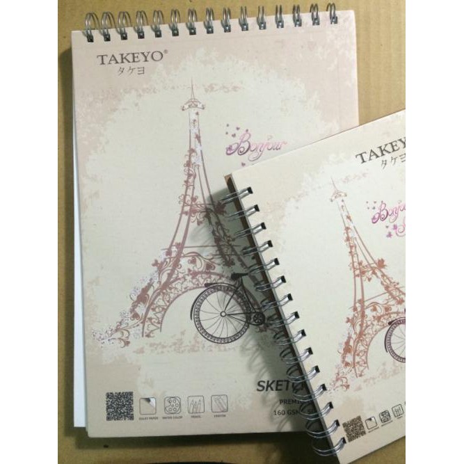 Sổ vẽ lò xo Takeyo A4 giấy màu ngà Sketch Book TMG- 8524