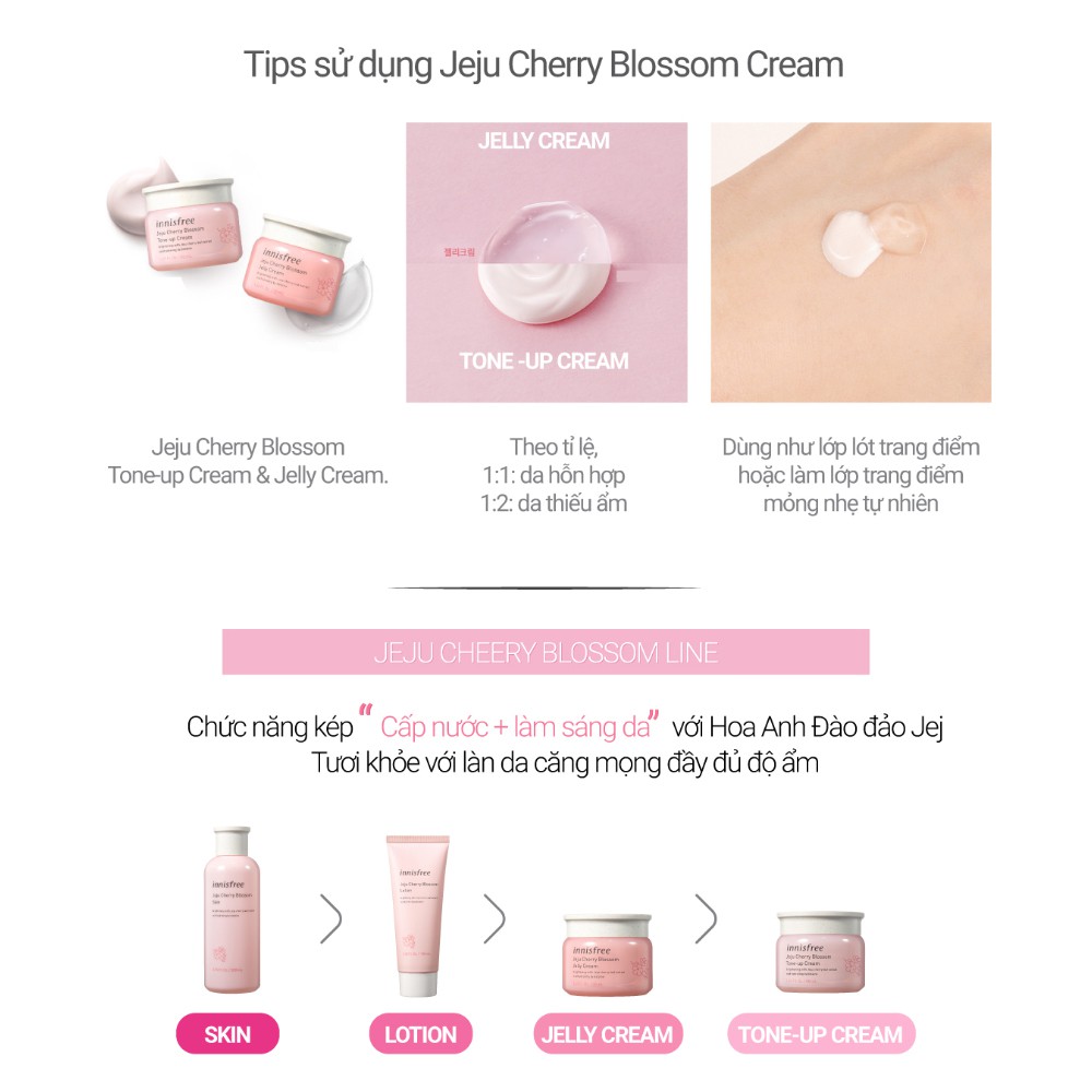 Gel dưỡng ẩm sáng da từ hoa anh đào đảo Jeju innisfree Cherry Blossom Jelly Cream 50ml | BigBuy360 - bigbuy360.vn