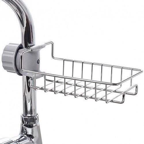 Giá Để Giẻ Rửa Bát Dán Tường Bằng Inox Có Khay Hứng Nước (Có Phơi Khăn)