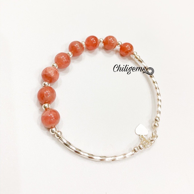 Vòng bạc mix Đá ĐÀO HOA không kị mệnh