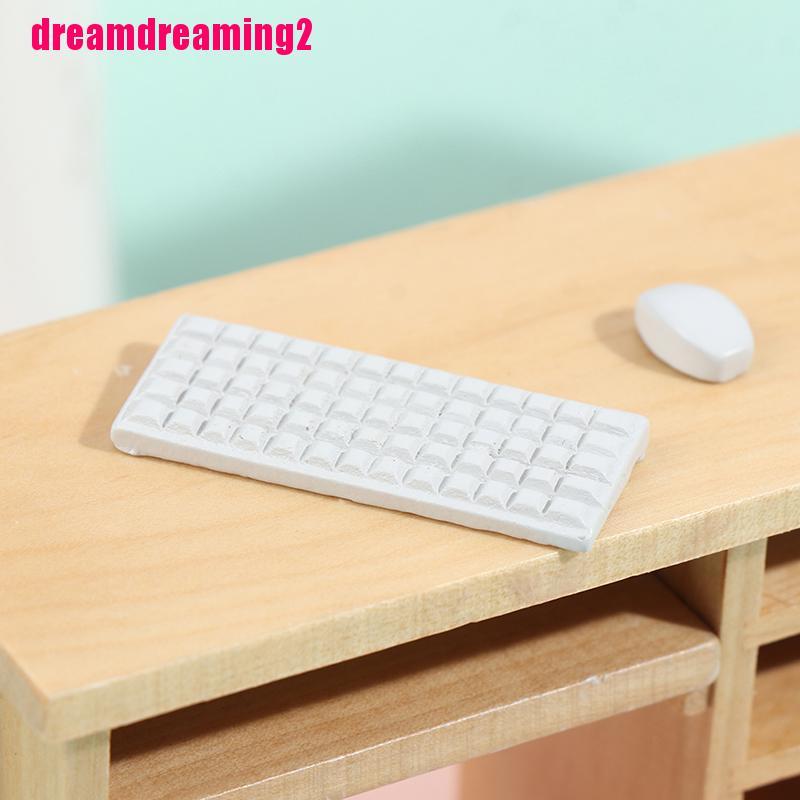 Bộ Bàn Phím Và Chuột Bằng Gỗ Cho Nhà Búp Bê