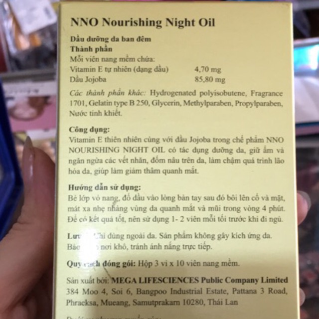 Viên dưỡng da mặt NNO - Nourishing Night Oil