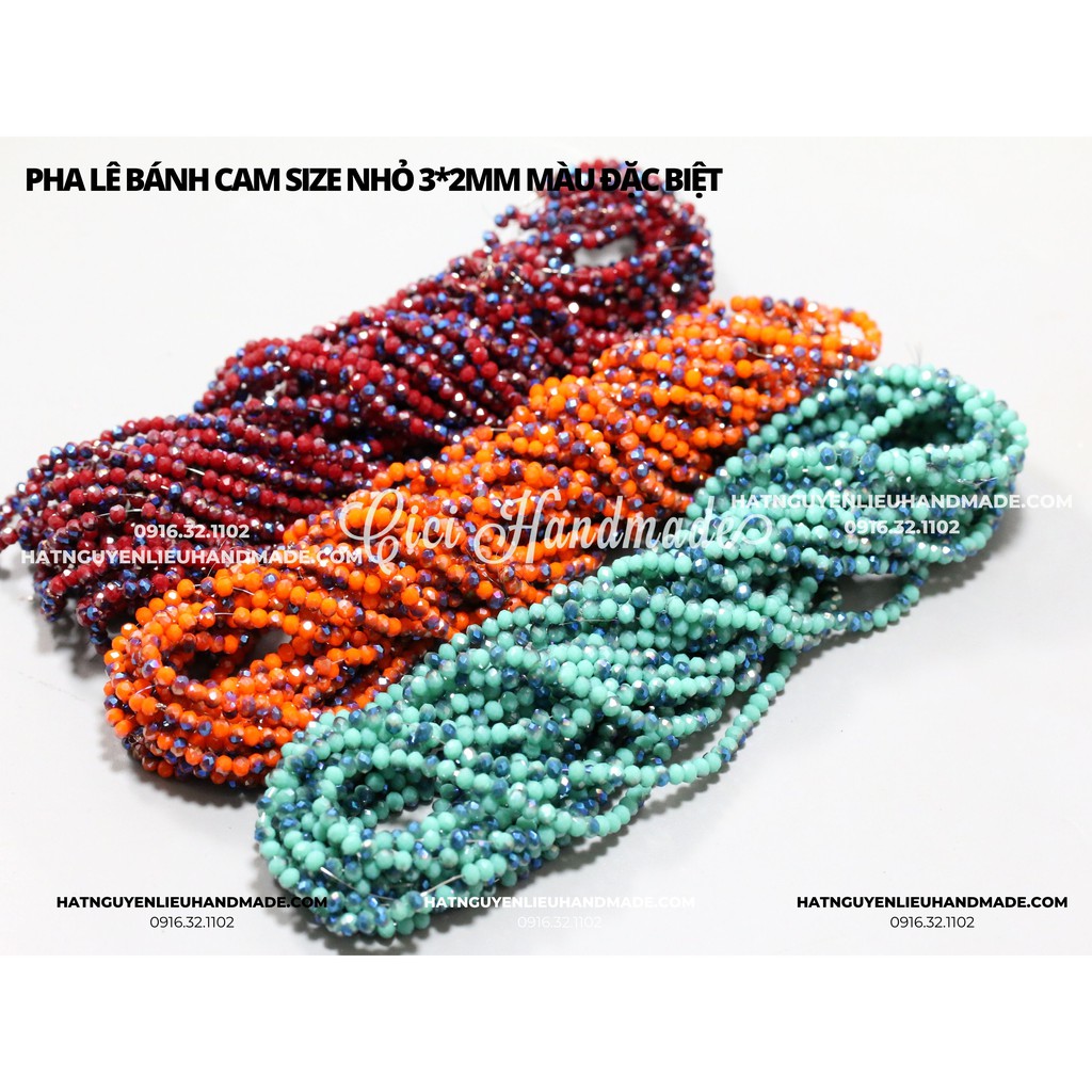 Dây Pha lê bánh cam nhỏ 3*2mm màu hiếm Cici Handmade nguyên liệu DIY hạt đính kết hạt làm vòng tay