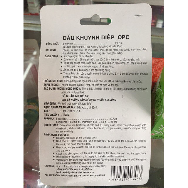 Dầu khuynh diệp OPC 25ml cho em bé