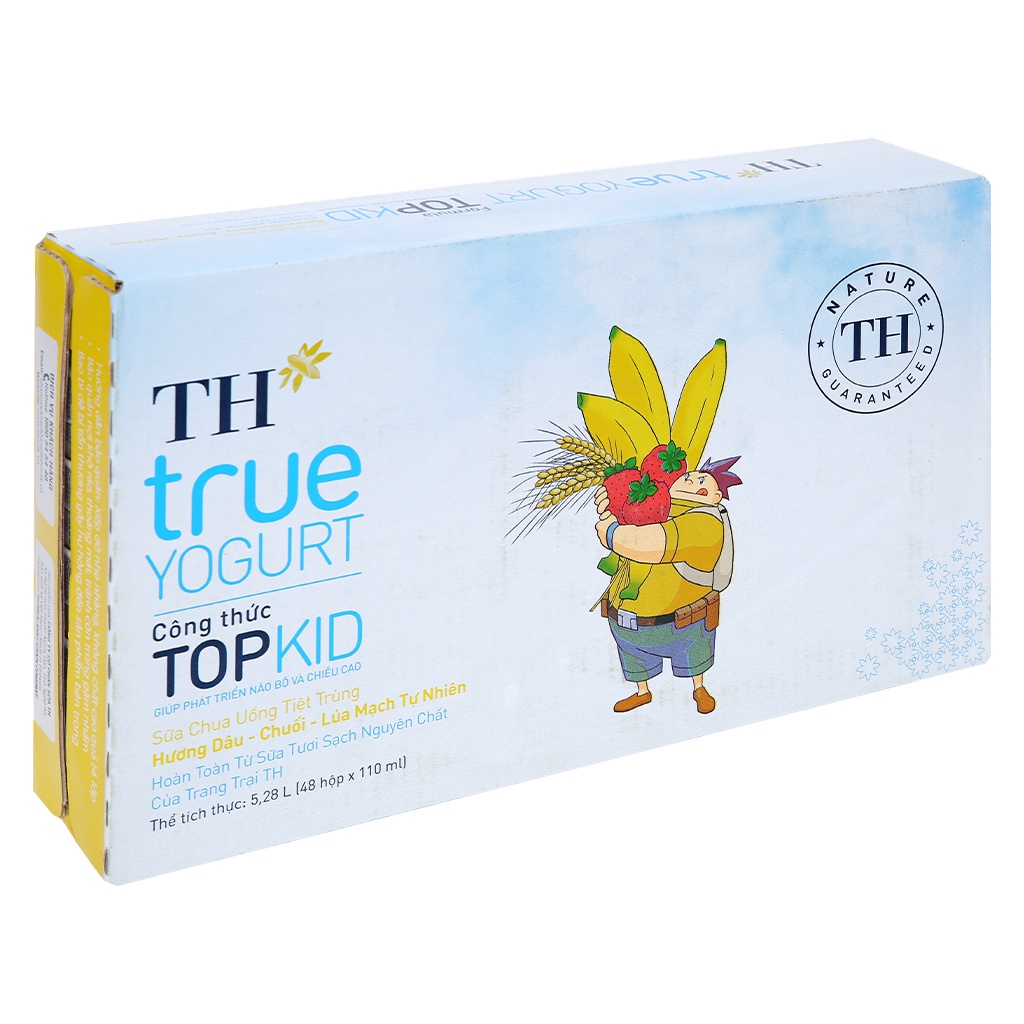 Thùng 48 hộp 110ml sữa chua uống TH True Yogurt Top Kid 110ml các vị dâu/cam/chuối