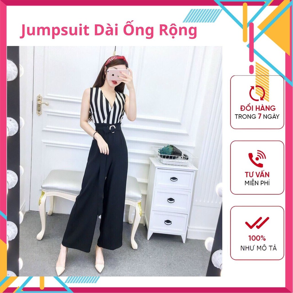 Jum Dài Ống Rộng, Jumpsuit Sọc, Đồ Bay Đẹp, Hàng Thiết Kế, Form Chuẩn, May Kĩ