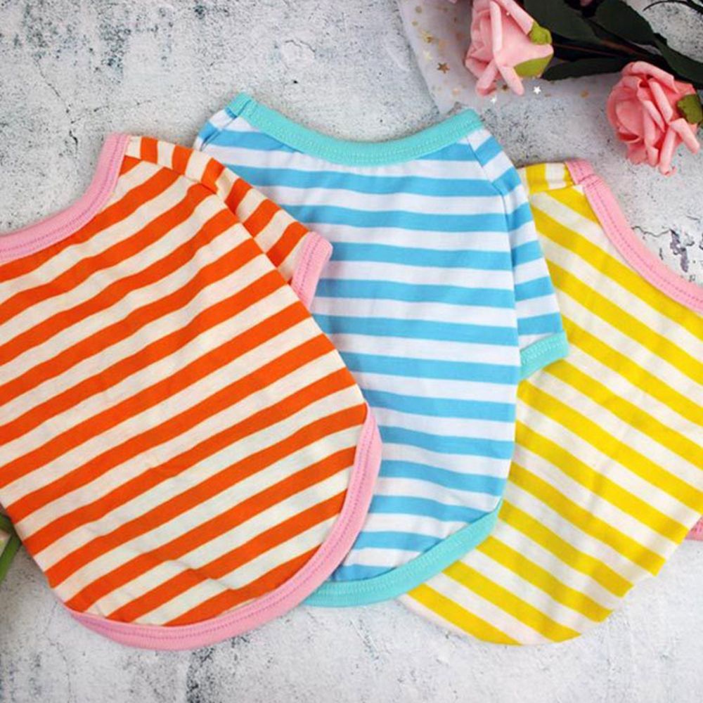 AARON1 Áo thun mỏng cổ tròn mềm mại họa tiết kẻ sọc nhiều màu cho cún cưng chó mèo