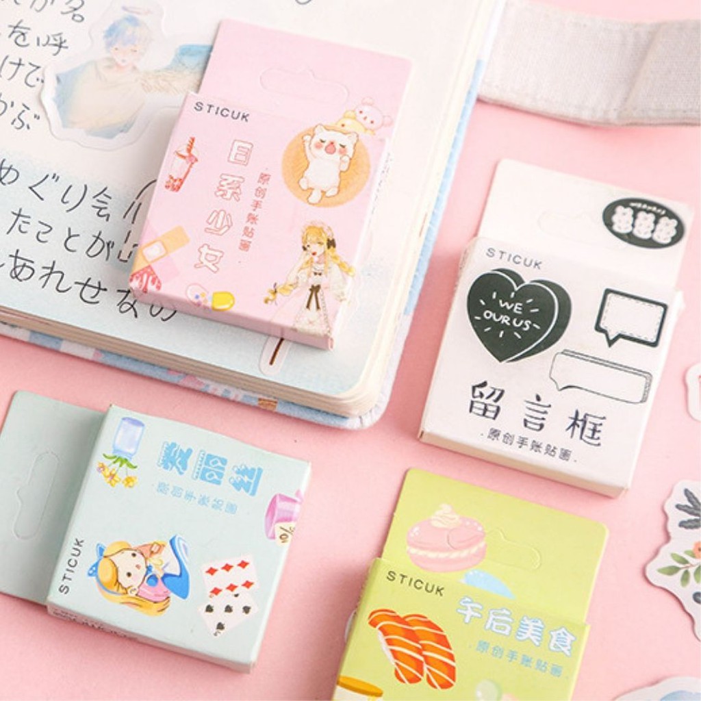 Hộp 46 sticker nhãn dán đáng yêu phong cách nhật bản Box Sticker ST184
