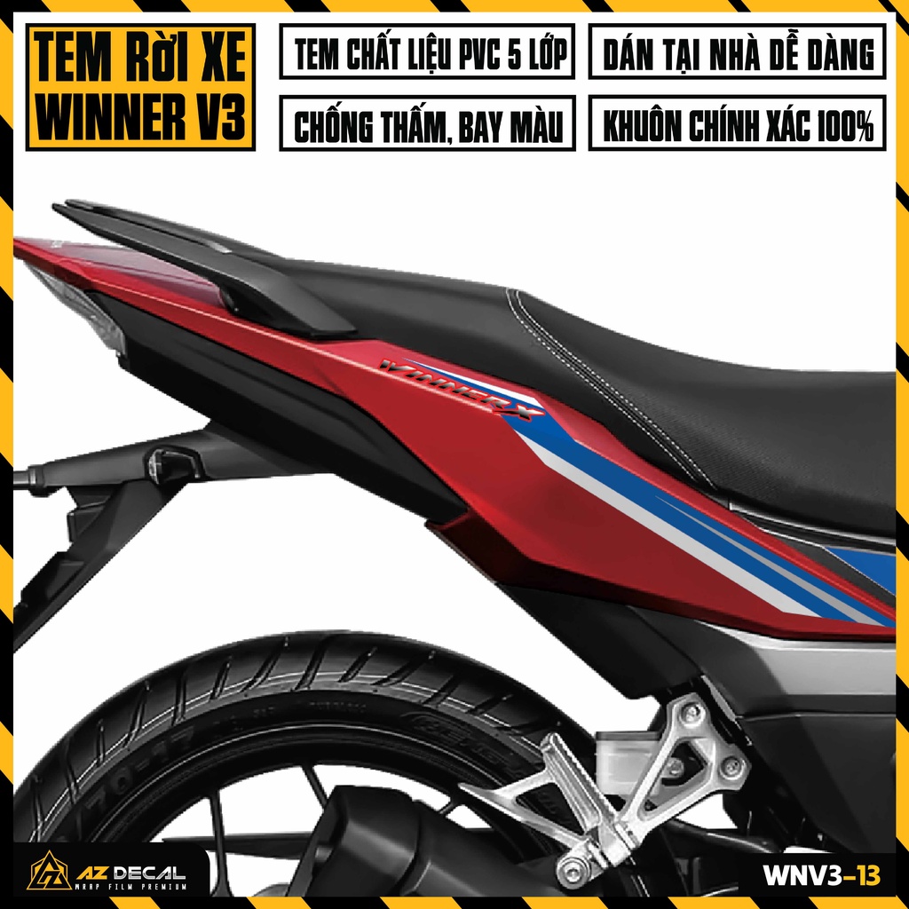 Tem Xe Winner V3 - Winner X 2022 Phiên Bản Thể Thao | WNV3-13 | Decal Rời Cao Cấp Dán Xe Đỏ Đen Trắng Xám