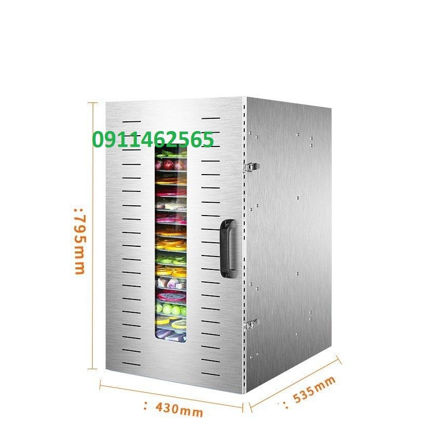 Máy sấy hoa quả -sấy thực phẩm khô 20 khay-inox 100%-bảo hành 1 năm