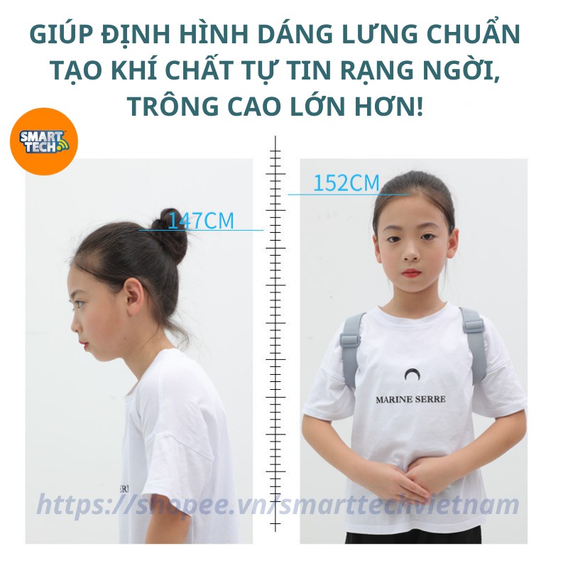 Đai chống gù lưng SMART POSE điều chỉnh tư thế thông minh, cảm biến báo rung, đếm số lần ngồi sai - Bảo hành 06 tháng