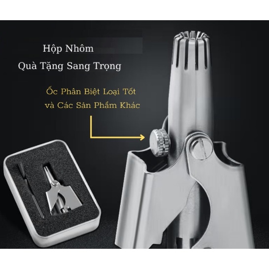 Dụng cụ cắt tỉa lông mũi bằng thép không gỉ kèm hộp cao cấp, máy cắt lông mũi an toàn tiện lợi E1035