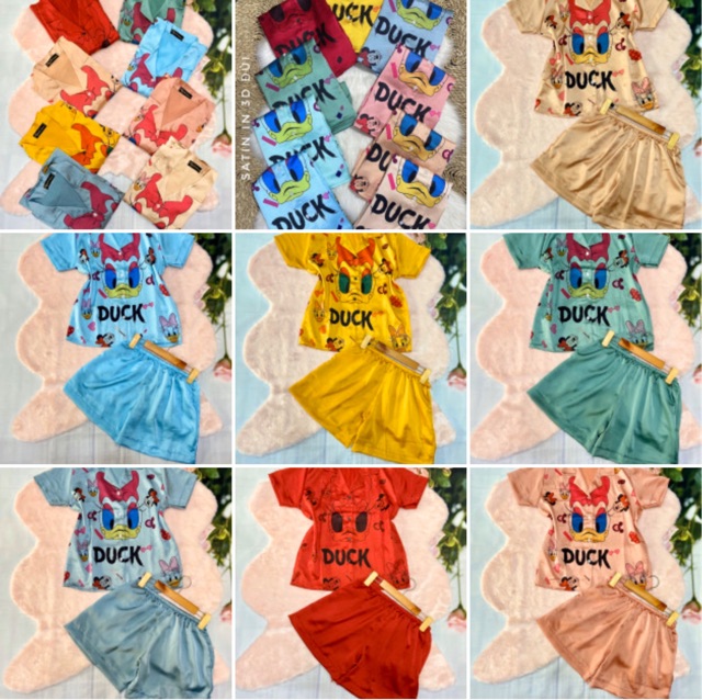 Đồ Bộ Pijima Satin Lụa In Vịt 3D Đùi | BigBuy360 - bigbuy360.vn