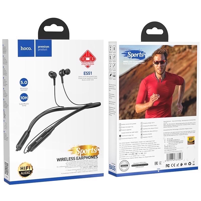 ✔️FREESHIP✔Tai nghe bluetooth thể thao không dây choàng cổ có Mic Hoco ES29 5.0-Nghe nhạc+Đàm thoại 16H IPhone Android