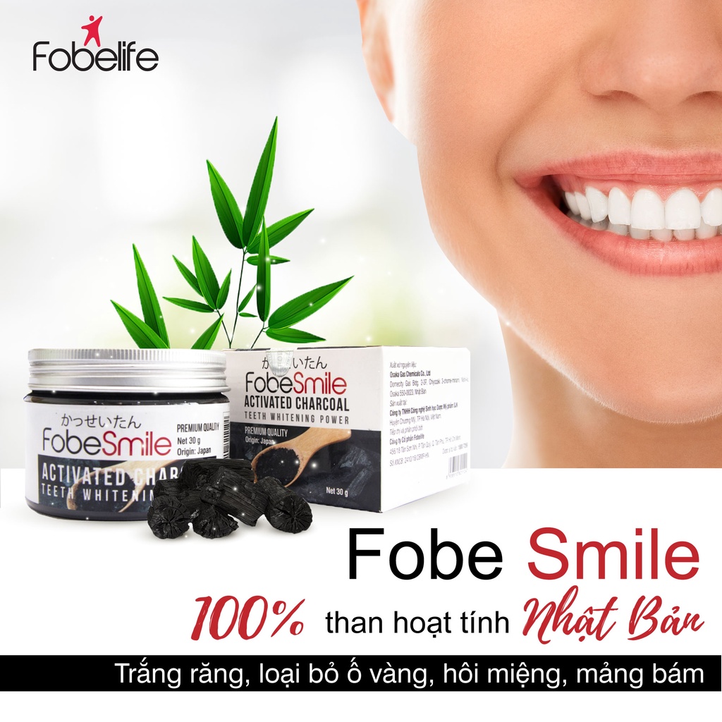 Bột Than Hoạt Tính Trắng Răng Fobe smile - Nhập khẩu Nhật Bản Giúp trắng răng hiệu quả