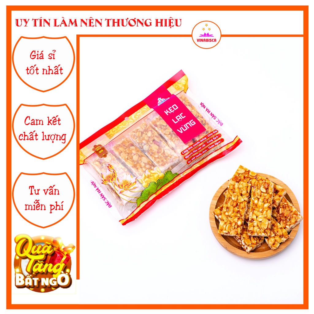 Kẹo lạc thanh dài, kẹo lạc Tiến Vua cao cấp đặc sản truyền thống thơm ngon Vinabisca kẹo ăn vặt tuổi thơ quà tặng biếu