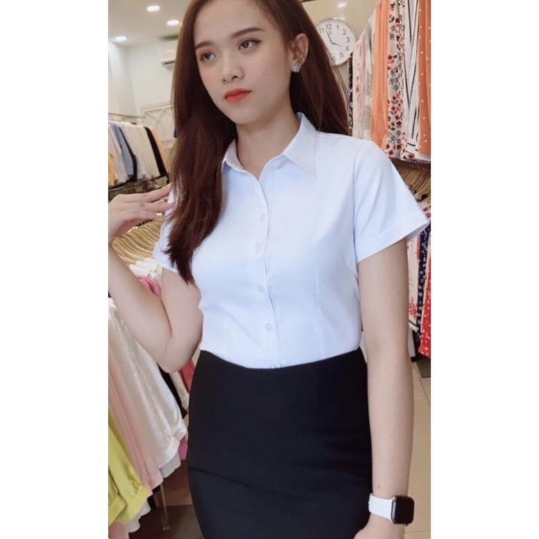 SALE sốc áo sơ mi trắng tay ngắn ( mai an) ảnh thật + video hàng shop cao cấp vải kate thái  ཾ ྆