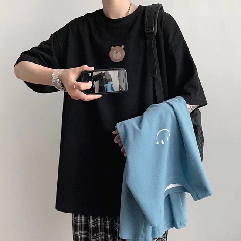 Áo Thun Tay Ngắn Cổ Tròn Dáng Rộng In Họa Tiết Hoạt Hình Thời Trang Mùa Hè Cho Nam Size M-5XL