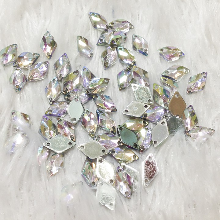 Hạt kết áo đính trang phục hình thoi chóp 7 màu size 1cm